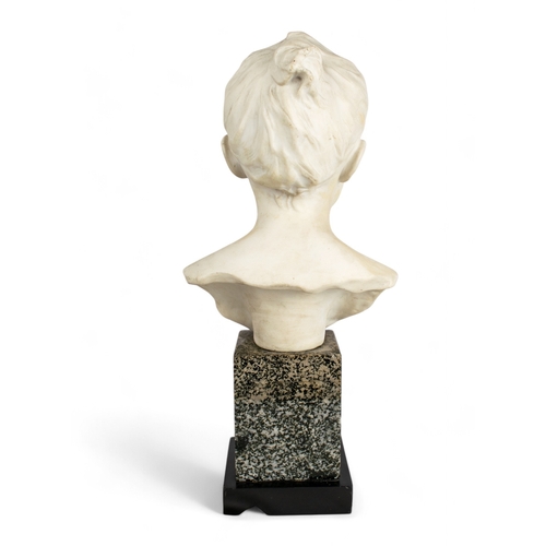 696 - Edouard Charles Marie Houssin (French, 1847-1917)A bust of a young girl, Louise (?)Porcelain on a ma... 