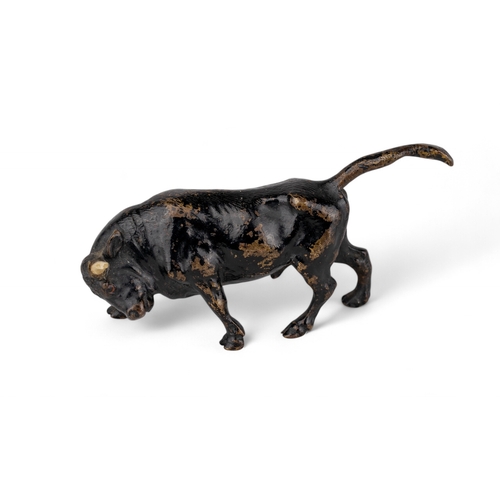 700 - Austrian, AntiqueA cold painted bronze bull with inset horns and hand-painted eyes.To be sold withou... 