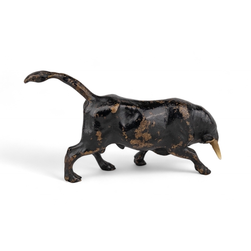 700 - Austrian, AntiqueA cold painted bronze bull with inset horns and hand-painted eyes.To be sold withou... 