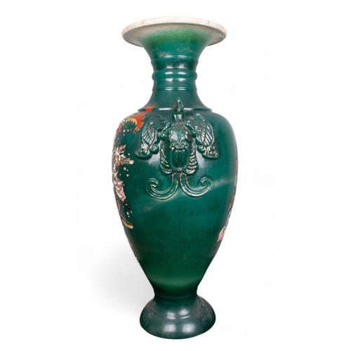 725 - Japanese, Circa 1900A satsuma vase with Samurai and floral decorations and Phoenix handlesPrope... 