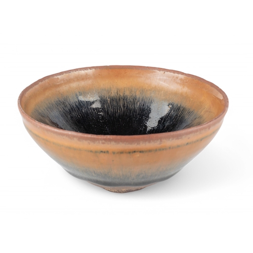 732 - Chinese, Song dynasty (960 - 1279)A fine Hare's fur glazed conical bowl with persimmon colour glazed... 