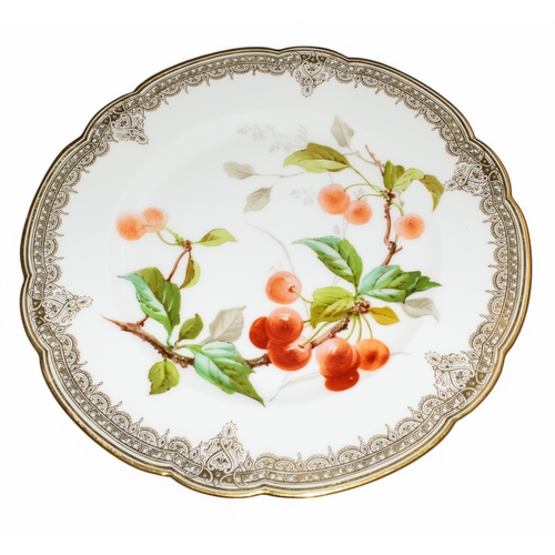 740 - Mansard Paris 34 Rue ParadisA set of twelve porcelain dinner plates with gilt borders and floral dec... 