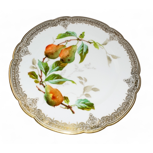 740 - Mansard Paris 34 Rue ParadisA set of twelve porcelain dinner plates with gilt borders and floral dec... 