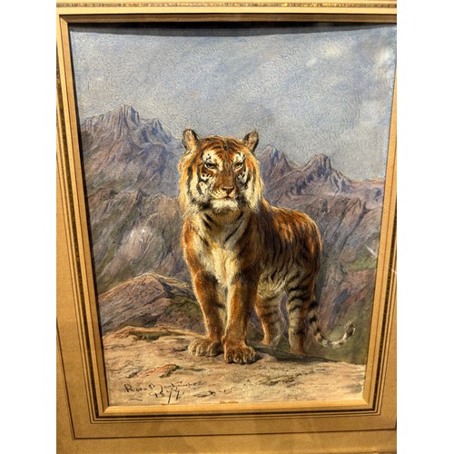 446 - Rosa Bonheur (French, 1822-1899)A Tiger1877Watercolour, ink and pastel on paperSigned and dated lowe... 