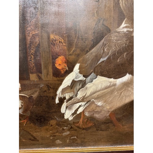 345 - Jacobus Victor (Dutch, 1640-1705)Goose and fowl in a farmyardOil on canvasProperty of a gentlemanDim... 