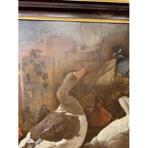 345 - Jacobus Victor (Dutch, 1640-1705)Goose and fowl in a farmyardOil on canvasProperty of a gentlemanDim... 