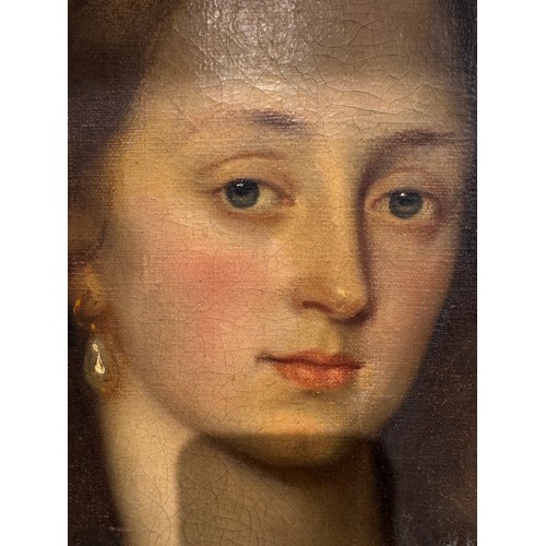 366 - Circle of John Michael Wright (English, 1617-1694)Portrait of a ladyOil on canvasDimensions:(Frame) ... 