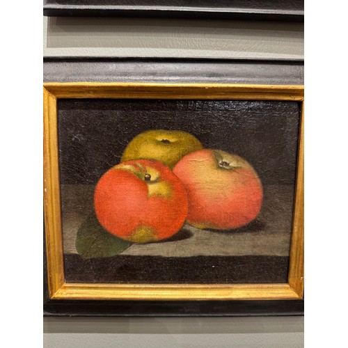 340 - German School17th CenturyA pair of still lives, one of quinces, the other of apples Oil on canvasDim... 