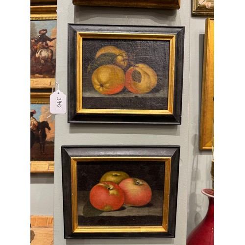 340 - German School17th CenturyA pair of still lives, one of quinces, the other of apples Oil on canvasDim... 