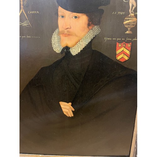 338 - English SchoolCirca 1590Portrait of a Gentleman, in hat and high collarInscribed to the left with di... 