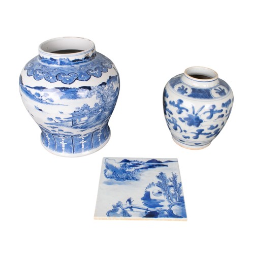 722 - A mixed lot of blue and white chinaTo include:[a] 19th century, Two Kangxi vases[b] 18th century, A ... 