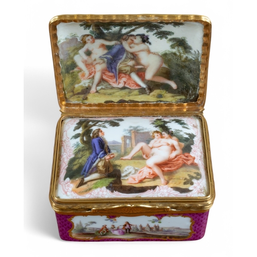 120 - 18th century, Meissen (?)A very fine, erotic, gold mounted snuff box.The various cartouches with lan... 