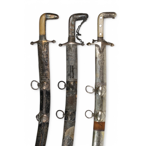 132 - AntiqueA group of three silver mounted swords.Two with bone handles.Property of a nobleman... 