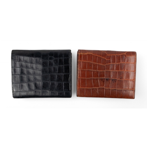 211 - Hermès, ParisTwo bespoke crocodile leather wallets in red and blackStamped 'Hermès, Pa... 