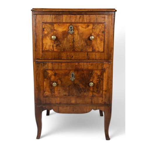 224 - GeorgianA small side cabinet with two drawers, with burr walnut veneer and inlay to the drawersOrigi... 