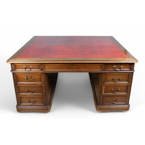 230 - 19th centuryA partners desk, with red leather embossed topProperty of a gentleman Dimensions:30 in. ... 