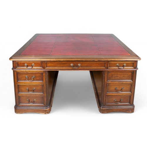 230 - 19th centuryA partners desk, with red leather embossed topProperty of a gentleman Dimensions:30 in. ... 