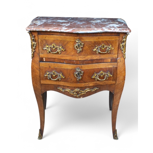 238 - FrenchLouis XVA small side table, with marble top above two drawers. Gilt bronze mounted.Property of... 