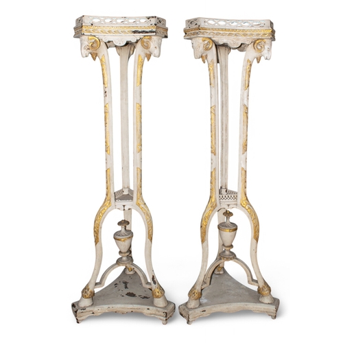 243 - AntiqueA pair of wooden painted and gilt pedestalsWith decorative ram head and hoovesDimensions:&nbs... 