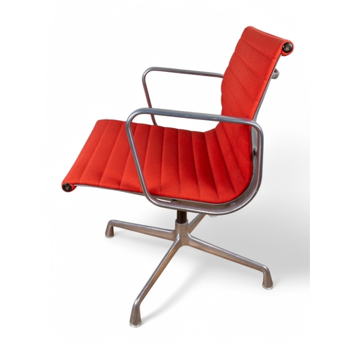 248 - Herman Miller Eames EA105 office chairc. 1980sUpholstered in red, with silver aluminium frameStamped... 