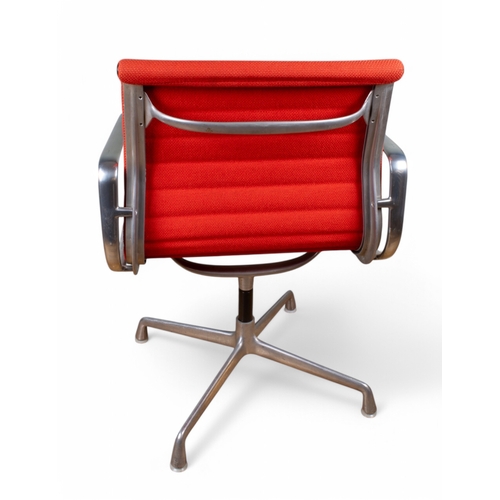 248 - Herman Miller Eames EA105 office chairc. 1980sUpholstered in red, with silver aluminium frameStamped... 