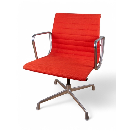 248 - Herman Miller Eames EA105 office chairc. 1980sUpholstered in red, with silver aluminium frameStamped... 