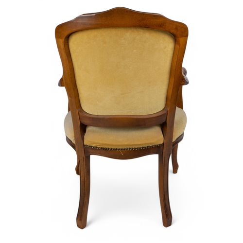 255 - A Louis XV style armchairUpholstered in modern pale yellow upholsteryTo be sold without reserveDimen... 