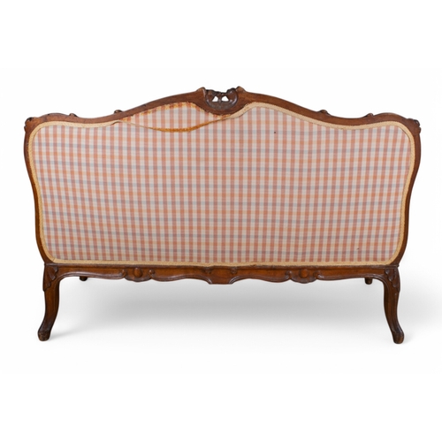 256 - Antique, Louis XV styleA walnut canapé with yellow upholsteryDimensions:33.5 in. (H) x 53.5 in. (W) ... 