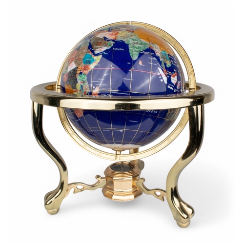 264 - Swiss, ImhofA globe clockTogether with a vintage semi precious stone globeProperty of a noblemanTo b... 