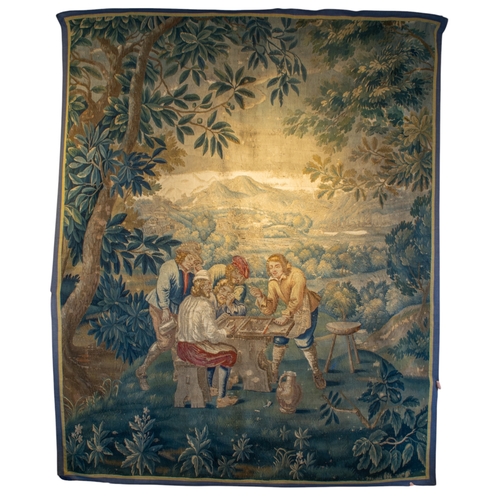 297 - Brusselsc. 1680An exceptional tapestry showing figures playing backgammonDimensions:98 in. (H) x 77 ... 