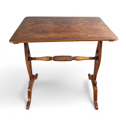 322 - RegencyA mahogany side tableThe rectangular top on pierced end and dual supportsUnited by spiral ree... 