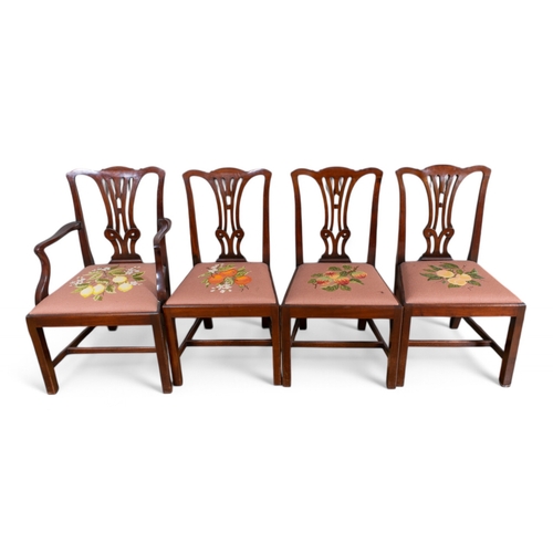 324 - Mid 19th CenturyA set of eight mahogany Chippendale design dining chairsThe rectangular backs with p... 