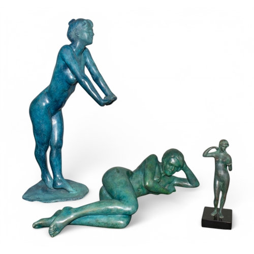 613 - Eric Sandri (French, b. 1961)Two female figures, to include:[a] A recumbent female figureBlue patina... 