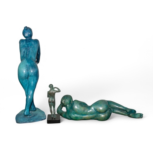 613 - Eric Sandri (French, b. 1961)Two female figures, to include:[a] A recumbent female figureBlue patina... 