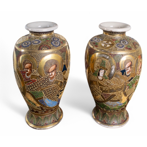 712 - Japanese20th centuryA mixed lot, to include:[a] A pair of Satsuma vases decorated with figures of ha... 