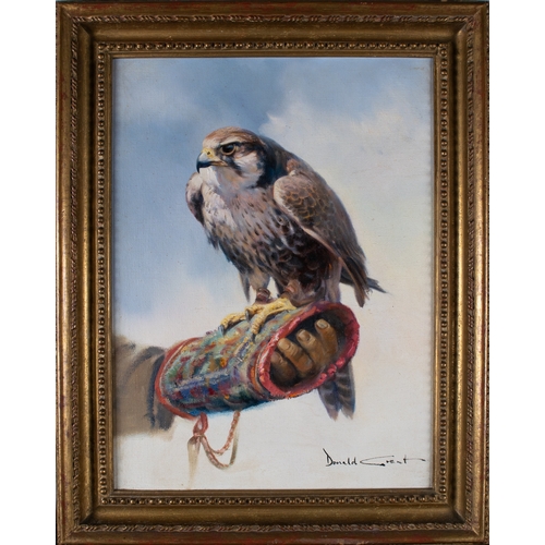 407 - Donald Grant (British, 1942 - 2001)Falcon at restOil on canvasSigned lower rightProperty of a noblem... 