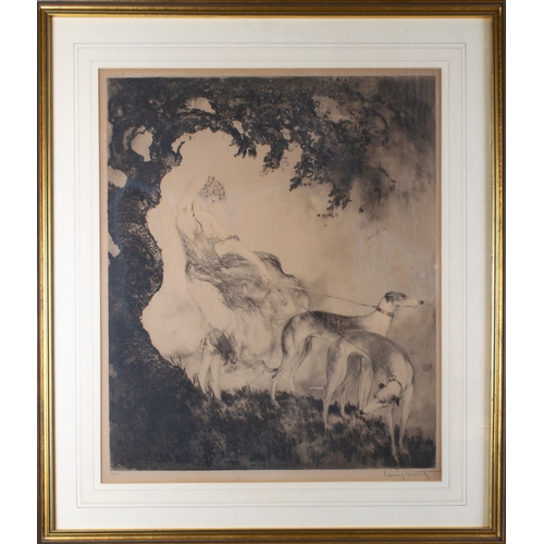 737 - Louis Icart (French, 1888-1950)Gust of windDrypoint etching with hand colouringSigned in pencilFrom ... 