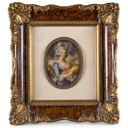 742 - 18th centuryPortrait of a lady with a Baroque pearl necklaceWatercolour on paperTogether with a port... 