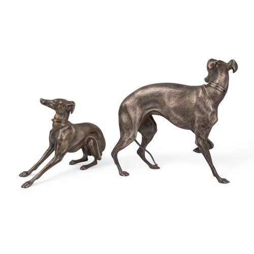 336 - AntiqueTwo silver greyhoundsOne adult, one puppyBoth with '2' stamped to base of paw From the Fane C... 