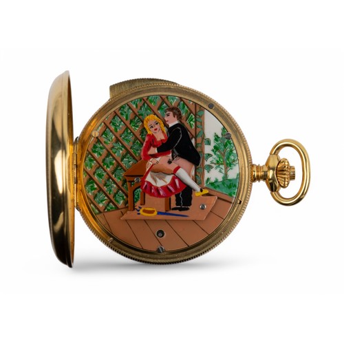 122 - Swiss, Berney A repetition gold-plated pocket watch With erotic autometer Property of a noblemanTo b... 