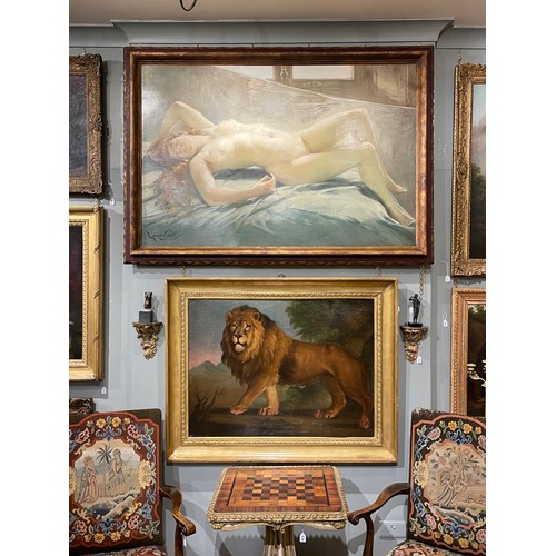 403 - Martin Ferdinand Quadal (Austrian, 1736-1811)A LionOil on canvasDimensions:(Frame) 39 in (H) x 49 in... 