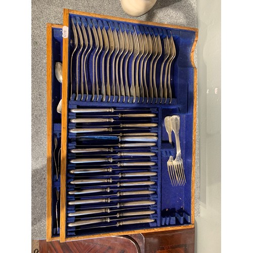 A large canteen of German 800 silver Fiddle & Thread pattern flatware ...