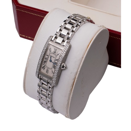 29A - CartierCirca 2000A fine 18ct gold and diamond Cartier Tank AmericaineThe rectangular dial with black... 
