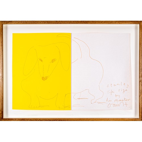 428 - David Hockney (British, b. 1937)Stanley Life Size by his Master1995Pencil and ink on paperSigned and...