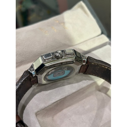 75 - RepossiA Chronograph automatic watch, stainless steel with leather strap.Limited edition (1/500), No... 