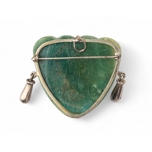 49 - An amazonite silver mask brooch, possibly MexicanDimensions: 4.6 cm. (H) x 4.8 cm. (W)