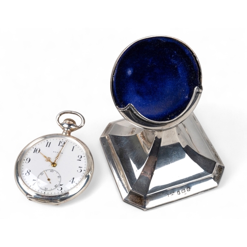 54 - Zenith & CoA silver pocket watch. The white dial with black numerals, gilt hands, and subsidiary... 