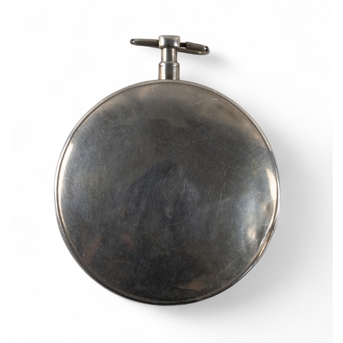 58 - Girardier L'Aine, GenevaA silver pocket watch. The dial polychrome hand-painted with an autumnal fig... 