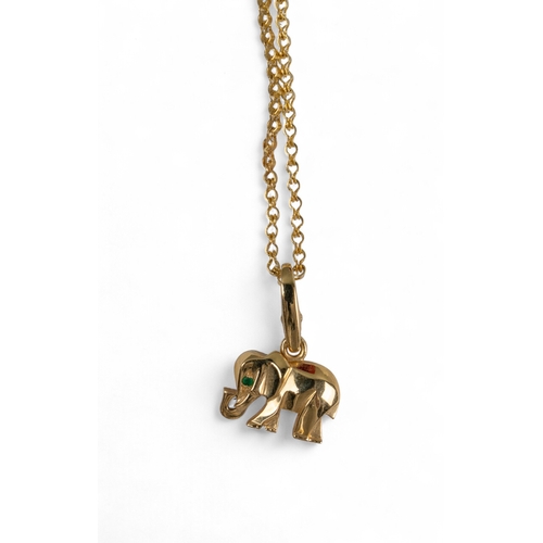 9 - Cartier, ParisAn 8k gold and emerald elephant pendant, numbered 815189. To an 18k gold chain.With or... 