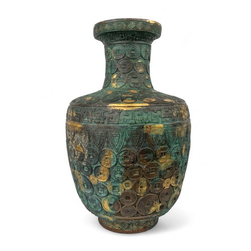 420 - Chinese, Qianlong mark and period (1735-1796)An important Imperial bronze and gilt vaseOf baluster f...
